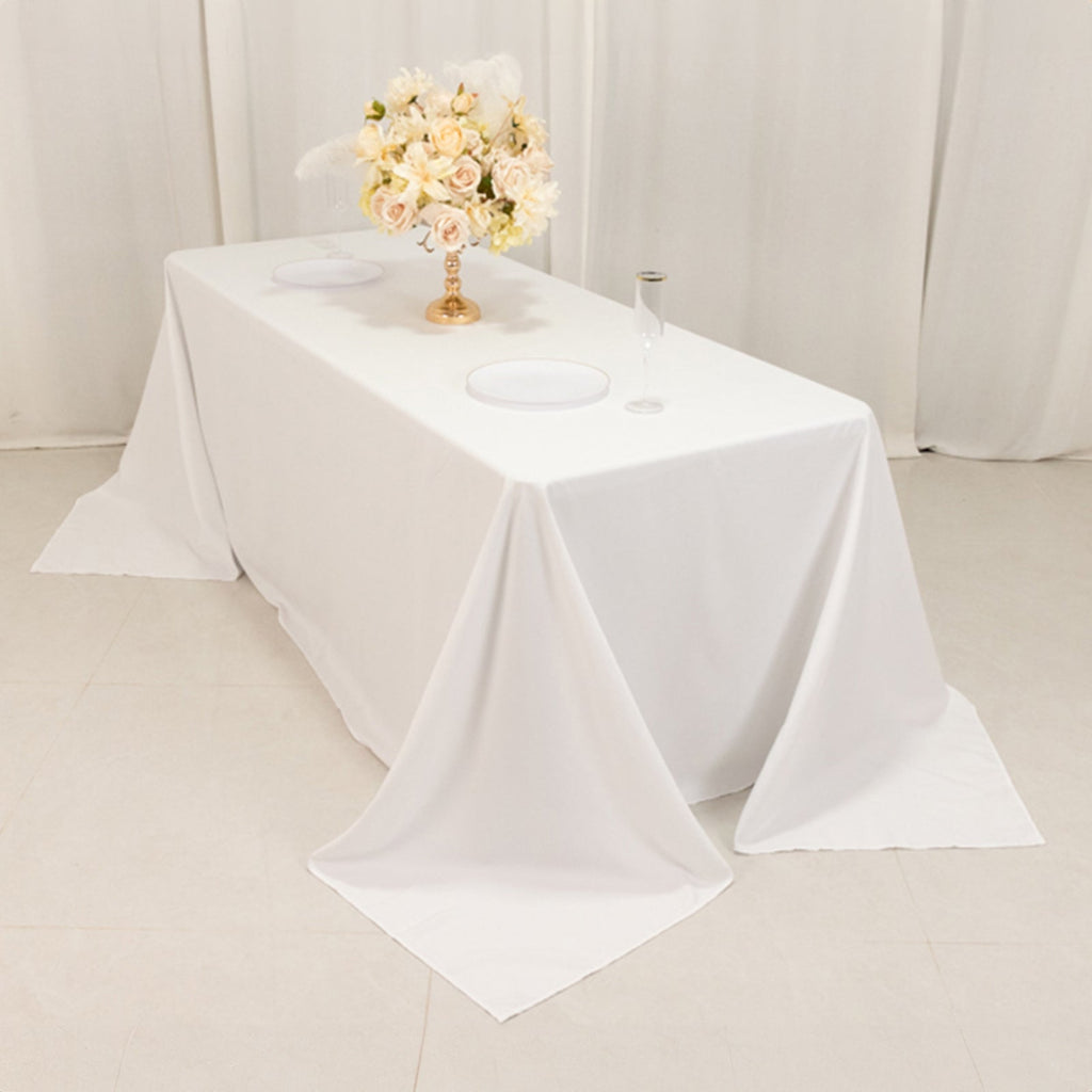Cotton Blend 90"x132" Rectangle Tablecloth White - Seamless Wrinkle - Resistant Design for Classy Occasions - Bell Racket Store