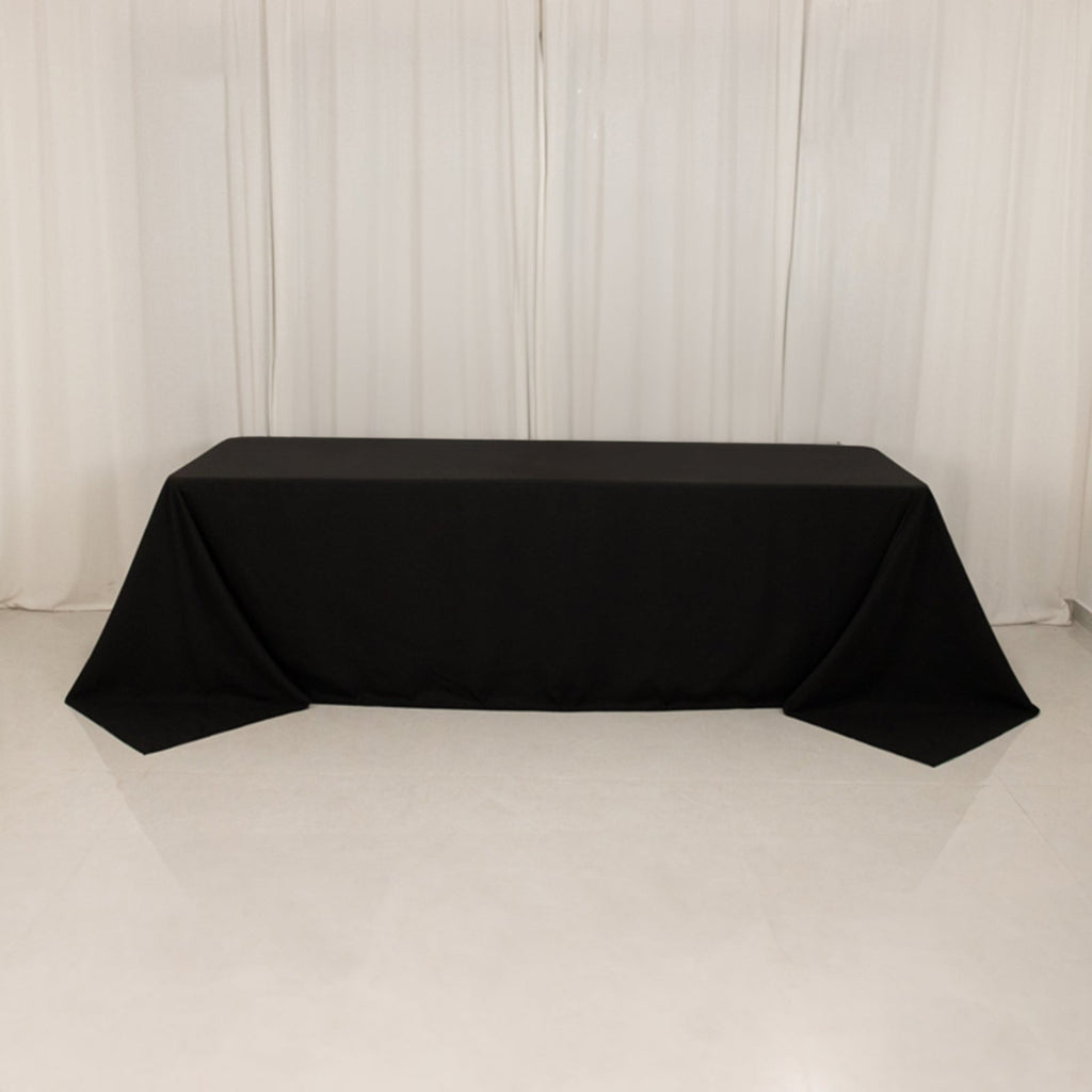 Cotton Blend 90"x156" Rectangle Tablecloth Black - Seamless Wrinkle - Resistant Table Cover - Bell Racket Store