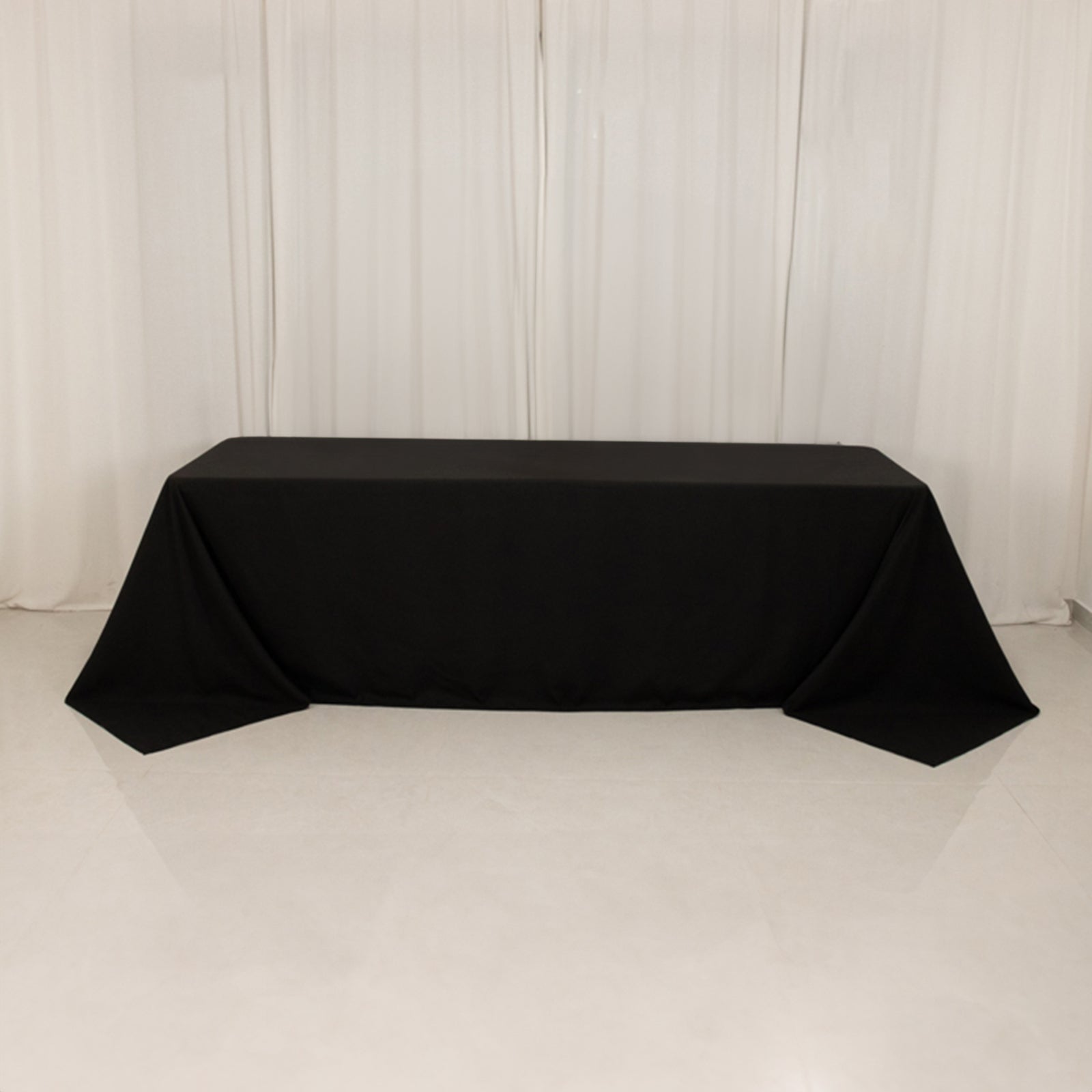 Cotton Blend 90"x156" Rectangle Tablecloth Black - Seamless Wrinkle - Resistant Table Cover - Bell Racket Store