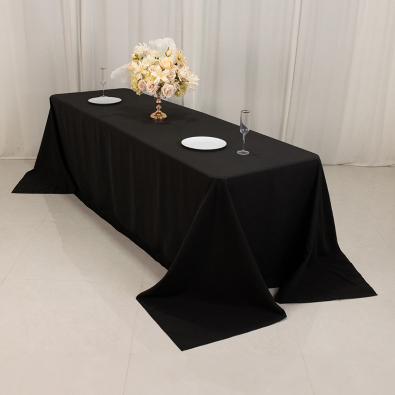 Cotton Blend 90"x156" Rectangle Tablecloth Black - Seamless Wrinkle - Resistant Table Cover - Bell Racket Store