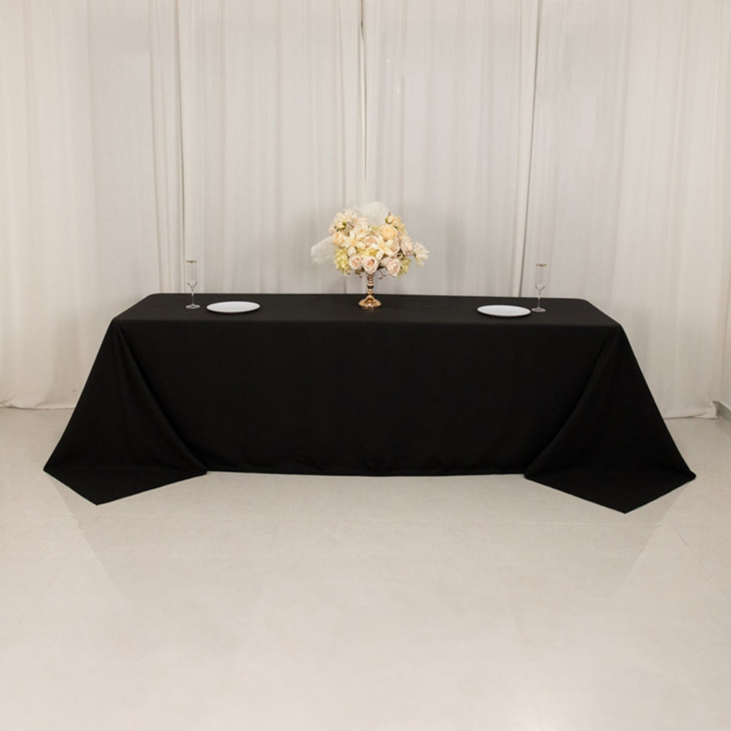 Cotton Blend 90"x156" Rectangle Tablecloth Black - Seamless Wrinkle - Resistant Table Cover - Bell Racket Store