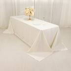 Cotton Blend 90"x156" Rectangle Tablecloth Ivory - Seamless Wrinkle - Resistant Table Cover - Bell Racket Store