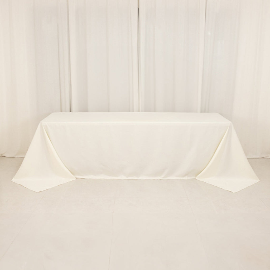 Cotton Blend 90"x156" Rectangle Tablecloth Ivory - Seamless Wrinkle - Resistant Table Cover - Bell Racket Store