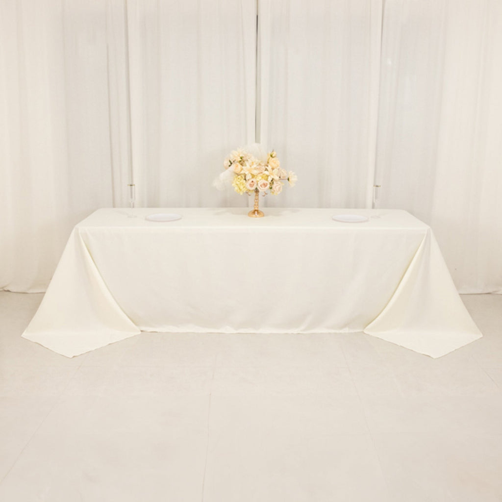 Cotton Blend 90"x156" Rectangle Tablecloth Ivory - Seamless Wrinkle - Resistant Table Cover - Bell Racket Store