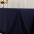Cotton Blend 90"x156" Rectangle Tablecloth Navy Blue - Seamless Wrinkle - Resistant Table Cover - Bell Racket Store