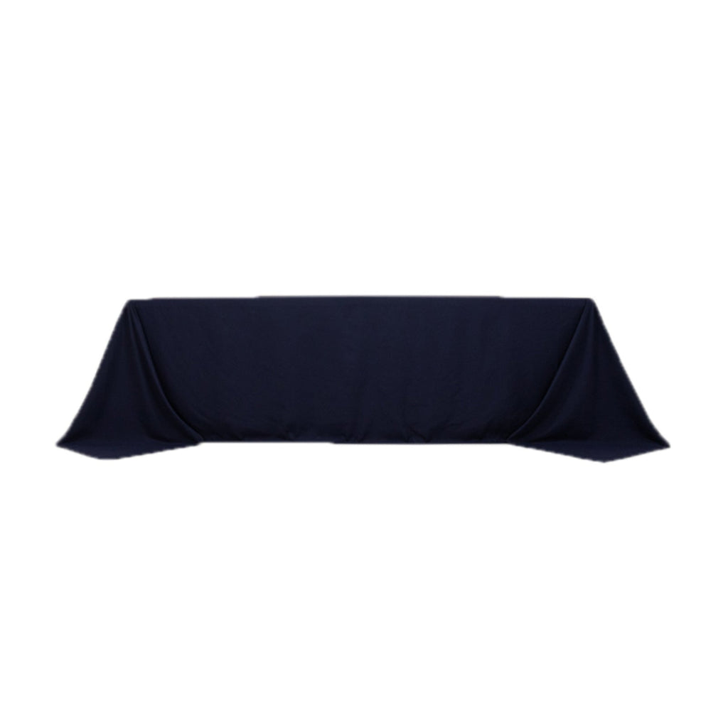 Cotton Blend 90"x156" Rectangle Tablecloth Navy Blue - Seamless Wrinkle - Resistant Table Cover - Bell Racket Store