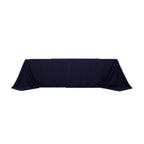 Cotton Blend 90"x156" Rectangle Tablecloth Navy Blue - Seamless Wrinkle - Resistant Table Cover - Bell Racket Store