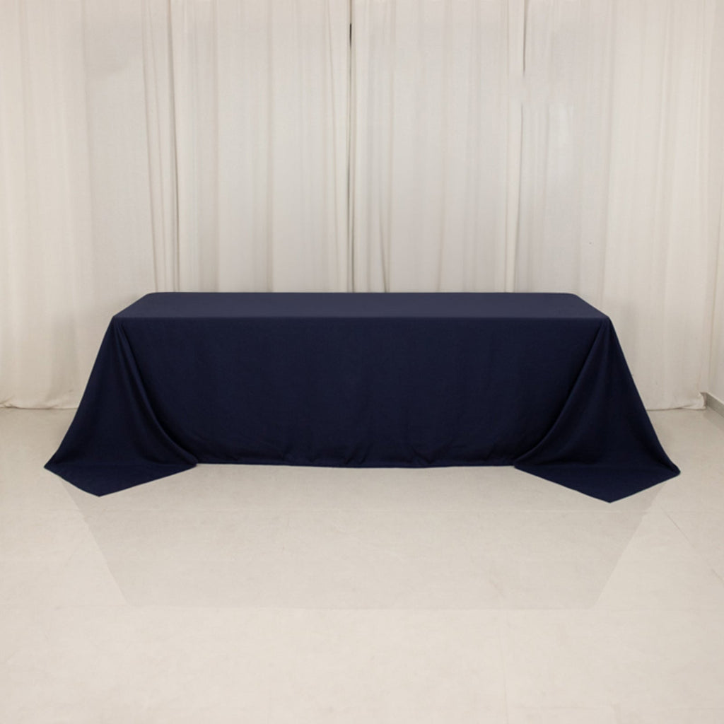 Cotton Blend 90"x156" Rectangle Tablecloth Navy Blue - Seamless Wrinkle - Resistant Table Cover - Bell Racket Store