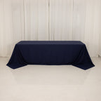 Cotton Blend 90"x156" Rectangle Tablecloth Navy Blue - Seamless Wrinkle - Resistant Table Cover - Bell Racket Store