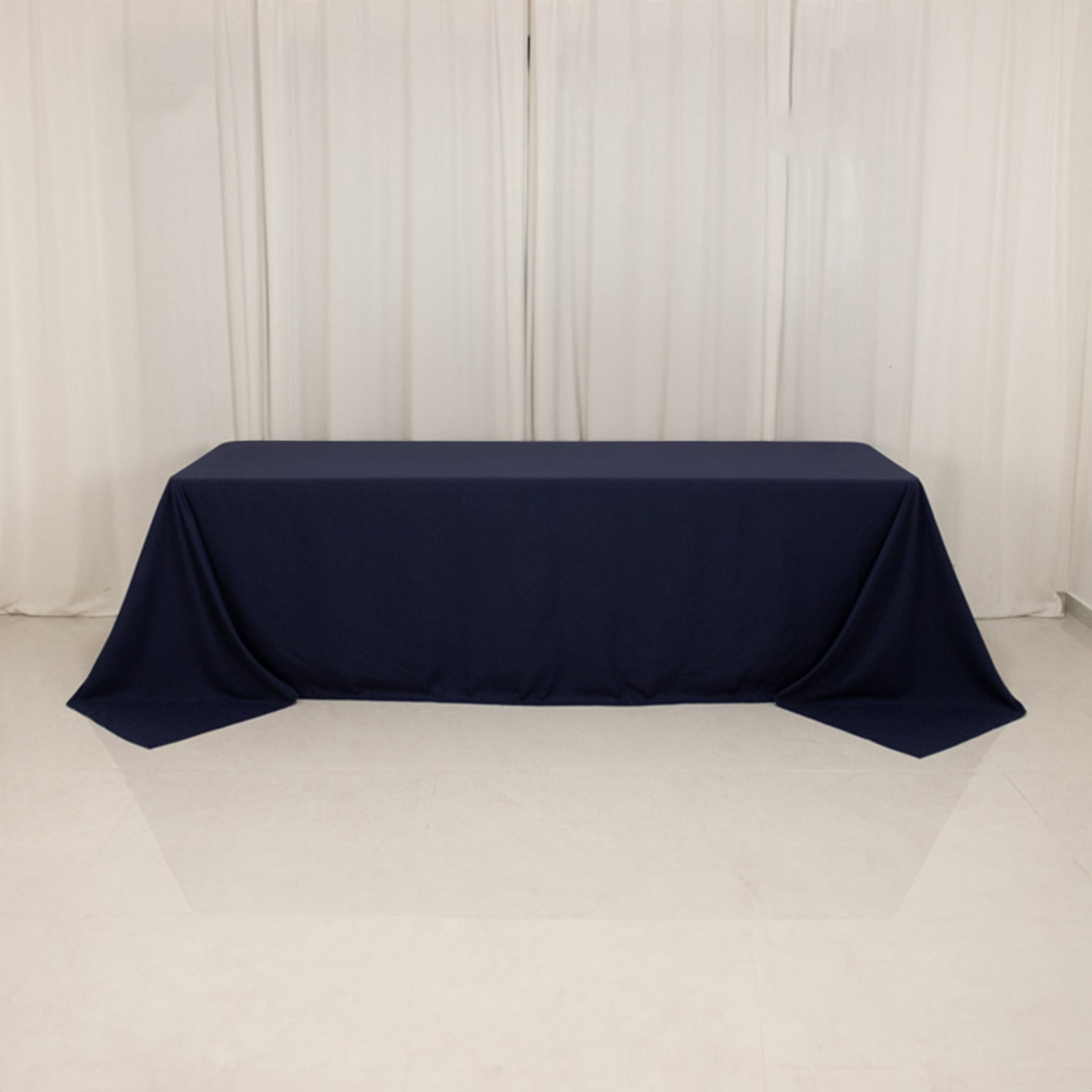 Cotton Blend 90"x156" Rectangle Tablecloth Navy Blue - Seamless Wrinkle - Resistant Table Cover - Bell Racket Store