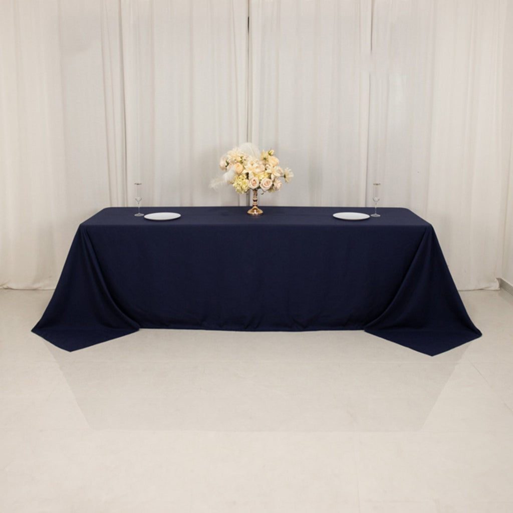 Cotton Blend 90"x156" Rectangle Tablecloth Navy Blue - Seamless Wrinkle - Resistant Table Cover - Bell Racket Store