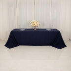 Cotton Blend 90"x156" Rectangle Tablecloth Navy Blue - Seamless Wrinkle - Resistant Table Cover - Bell Racket Store