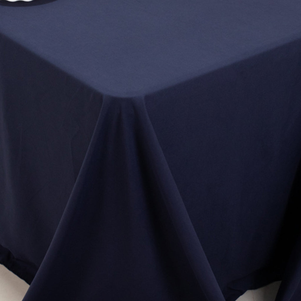 Cotton Blend 90"x156" Rectangle Tablecloth Navy Blue - Seamless Wrinkle - Resistant Table Cover - Bell Racket Store