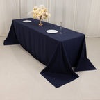 Cotton Blend 90"x156" Rectangle Tablecloth Navy Blue - Seamless Wrinkle - Resistant Table Cover - Bell Racket Store