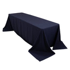 Cotton Blend 90"x156" Rectangle Tablecloth Navy Blue - Seamless Wrinkle - Resistant Table Cover - Bell Racket Store