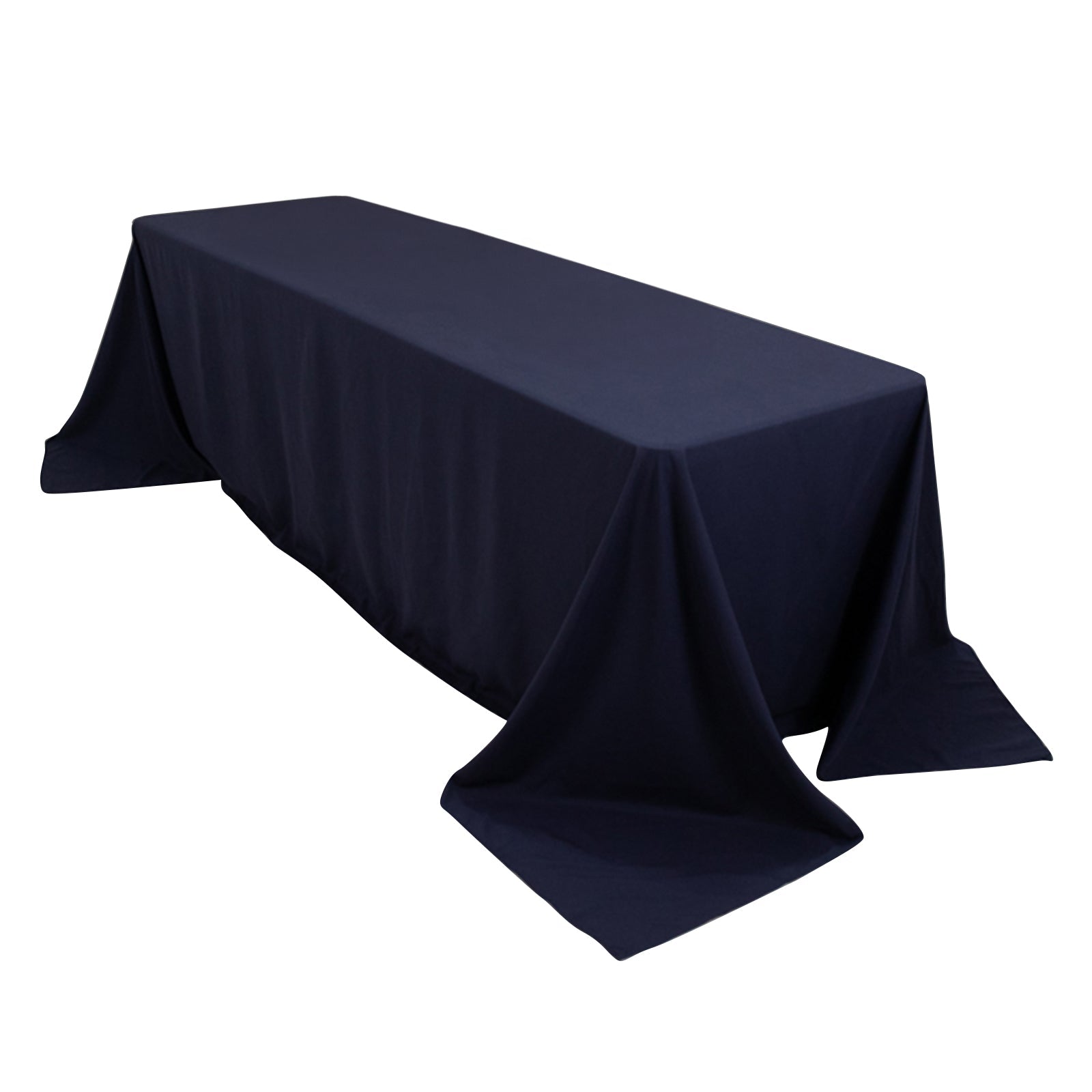 Cotton Blend 90"x156" Rectangle Tablecloth Navy Blue - Seamless Wrinkle - Resistant Table Cover - Bell Racket Store