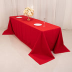 Cotton Blend 90"x156" Rectangle Tablecloth Red - Seamless Wrinkle - Resistant Table Cover - Bell Racket Store
