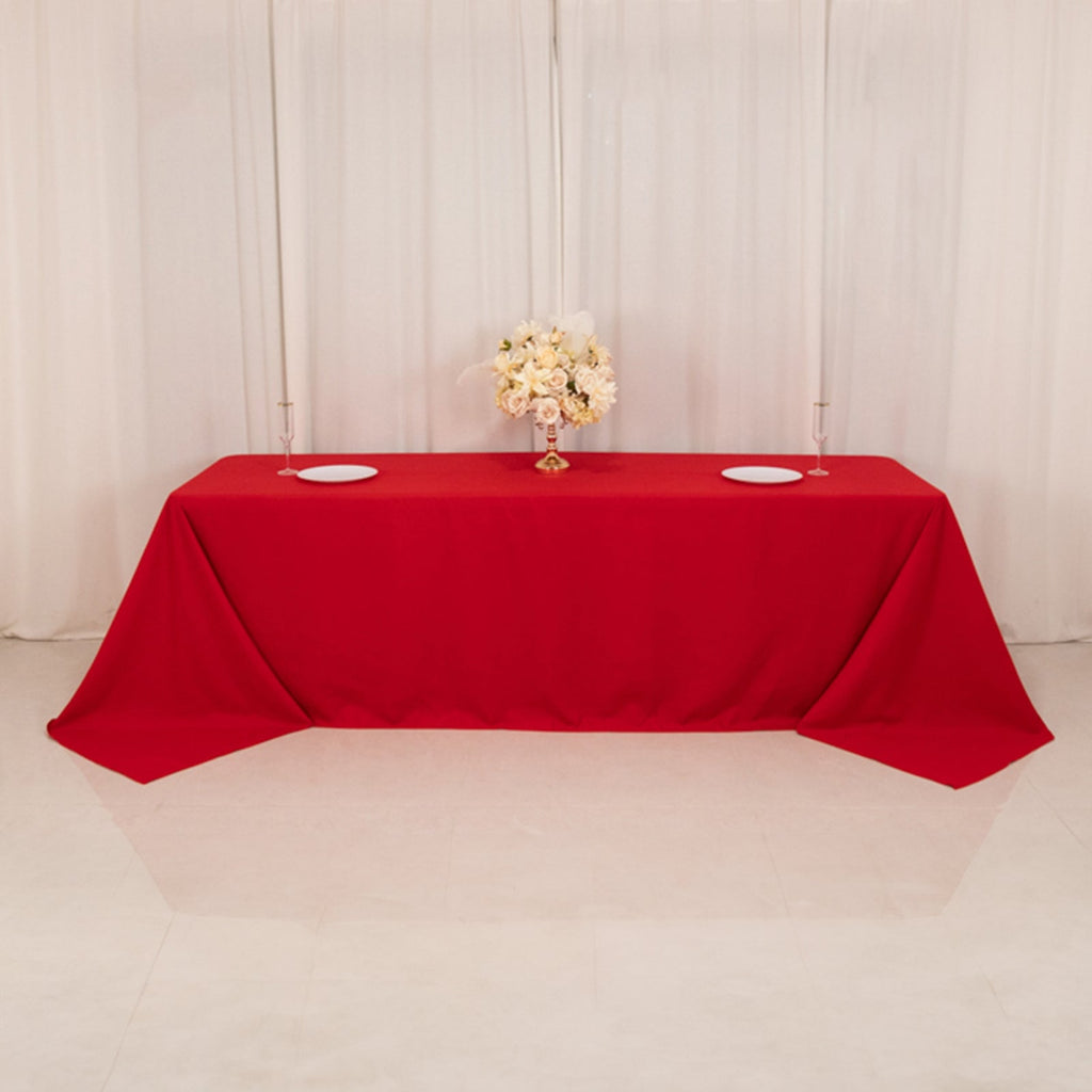 Cotton Blend 90"x156" Rectangle Tablecloth Red - Seamless Wrinkle - Resistant Table Cover - Bell Racket Store