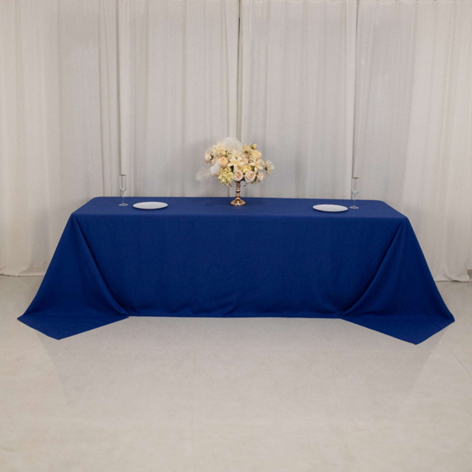Cotton Blend 90"x156" Rectangle Tablecloth Royal Blue - Seamless Wrinkle - Resistant Table Cover - Bell Racket Store