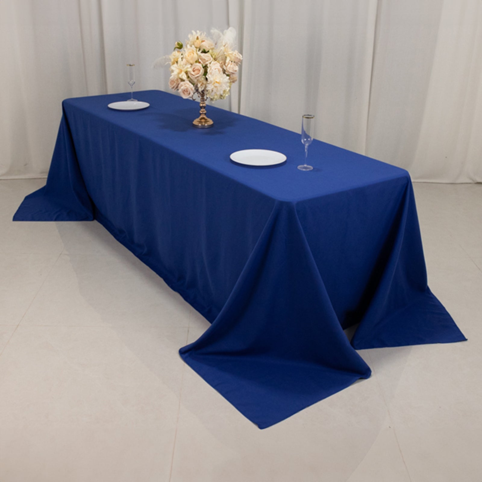 Cotton Blend 90"x156" Rectangle Tablecloth Royal Blue - Seamless Wrinkle - Resistant Table Cover - Bell Racket Store