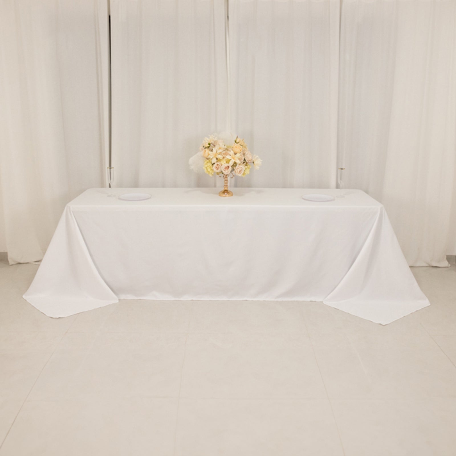 Cotton Blend 90"x156" Rectangle Tablecloth White - Seamless Wrinkle - Resistant Design for Grand Gatherings - Bell Racket Store
