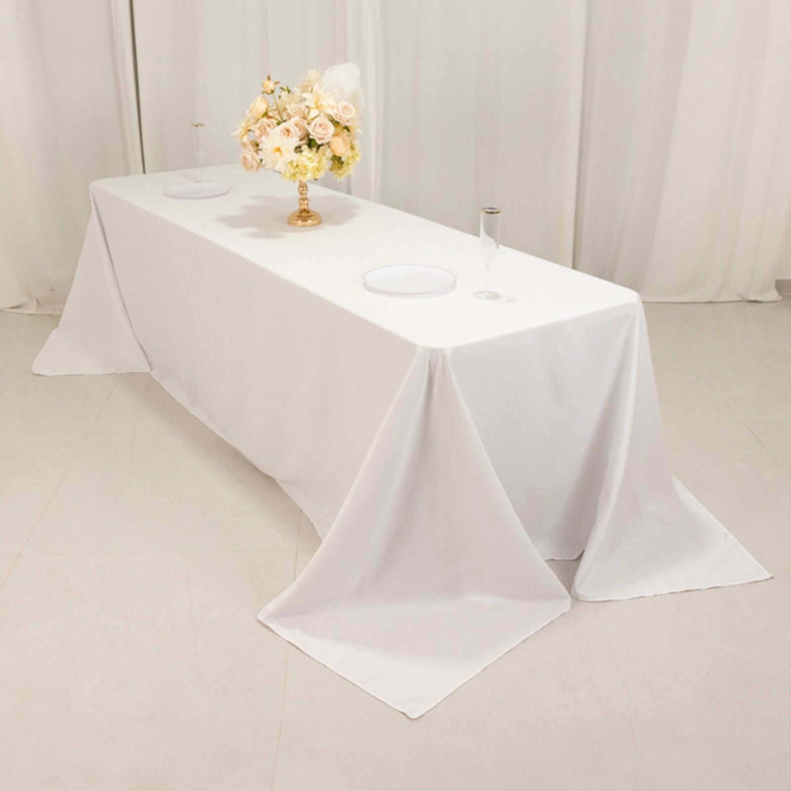 Cotton Blend 90"x156" Rectangle Tablecloth White - Seamless Wrinkle - Resistant Design for Grand Gatherings - Bell Racket Store