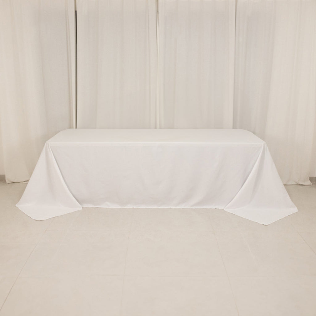 Cotton Blend 90"x156" Rectangle Tablecloth White - Seamless Wrinkle - Resistant Design for Grand Gatherings - Bell Racket Store