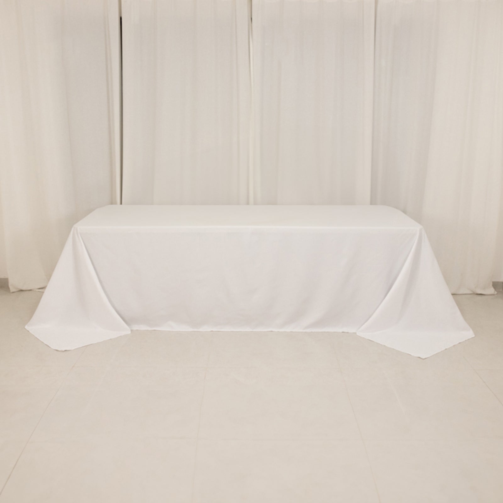 Cotton Blend 90"x156" Rectangle Tablecloth White - Seamless Wrinkle - Resistant Design for Grand Gatherings - Bell Racket Store
