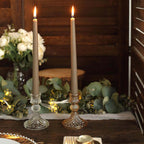 12-Pack Taper Candles Premium Wax Design Taupe - Unscented Candles for Upscale Settings 10"