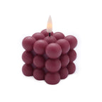 2-Pack LED Flameless Cube Candles Flickering Warm White Burgundy - Battery Operated Bubble Design 2"