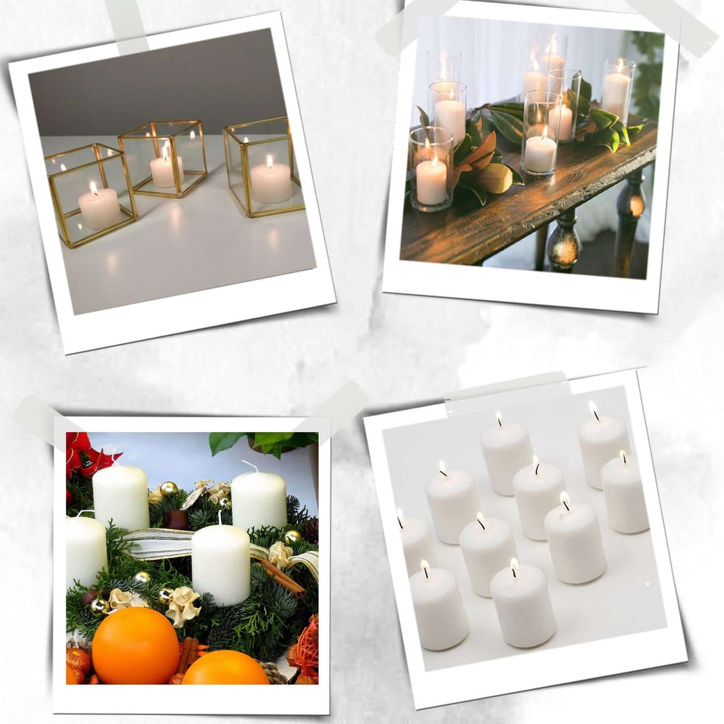 12-Pack Votive Candles Mini Design White - Multi-Purpose Candle Decor for Events 2"