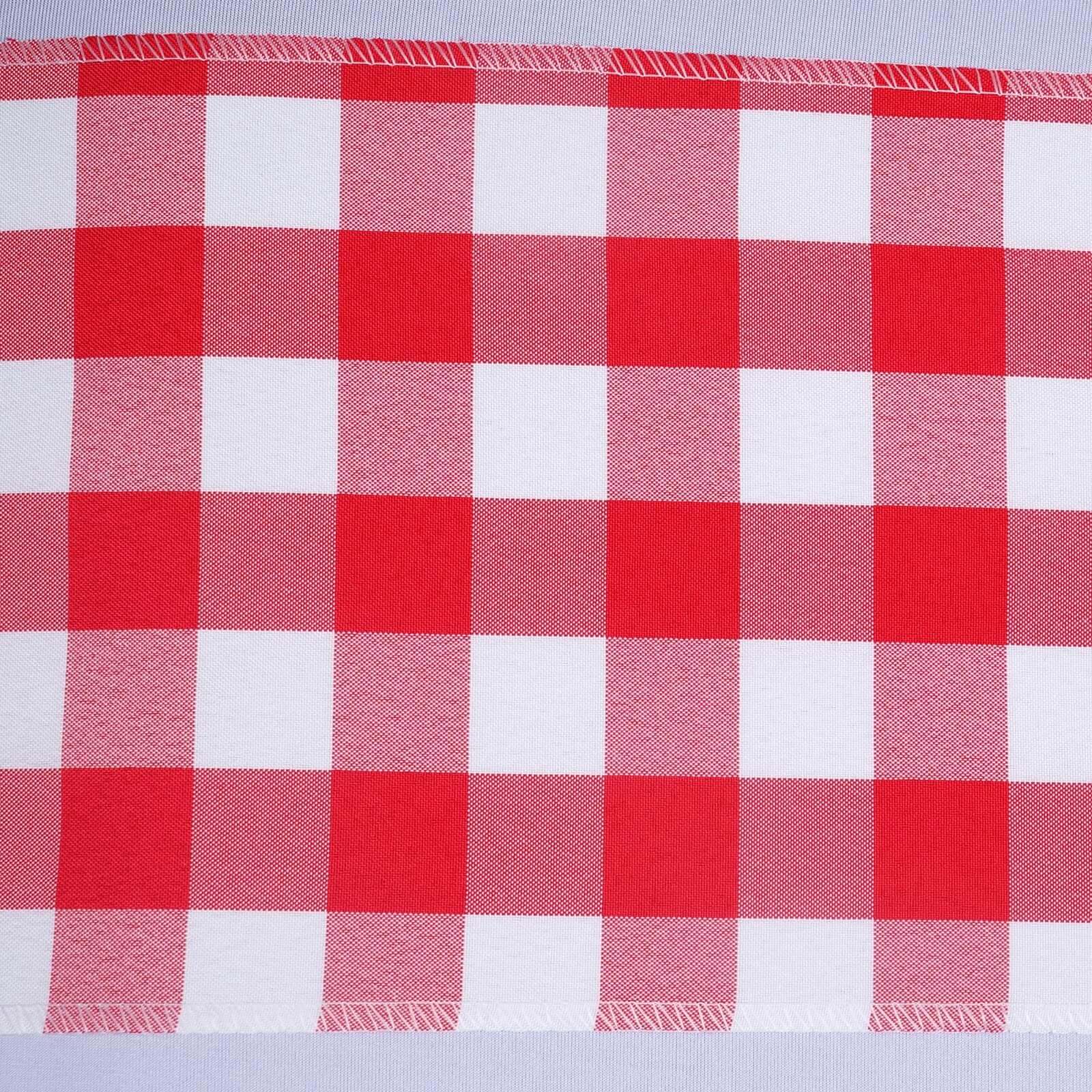 5 Pack Polyester Chair Sashes Red/White Buffalo Plaid - Durable & Reusable Chair Bows 6"x108"