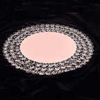 Wired Metal Round Charger Plate 14" in Rose Gold with Acrylic Crystal Beads, Glamorous Decorative Dinner Charger Tableware