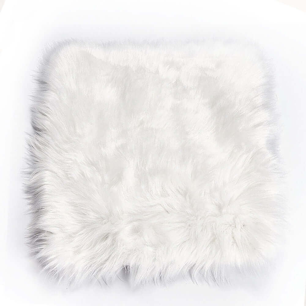 Faux Sheepskin 20" Cushion Cover with Soft Plush Finish White - Stylish Small Shag Area Rug for Events