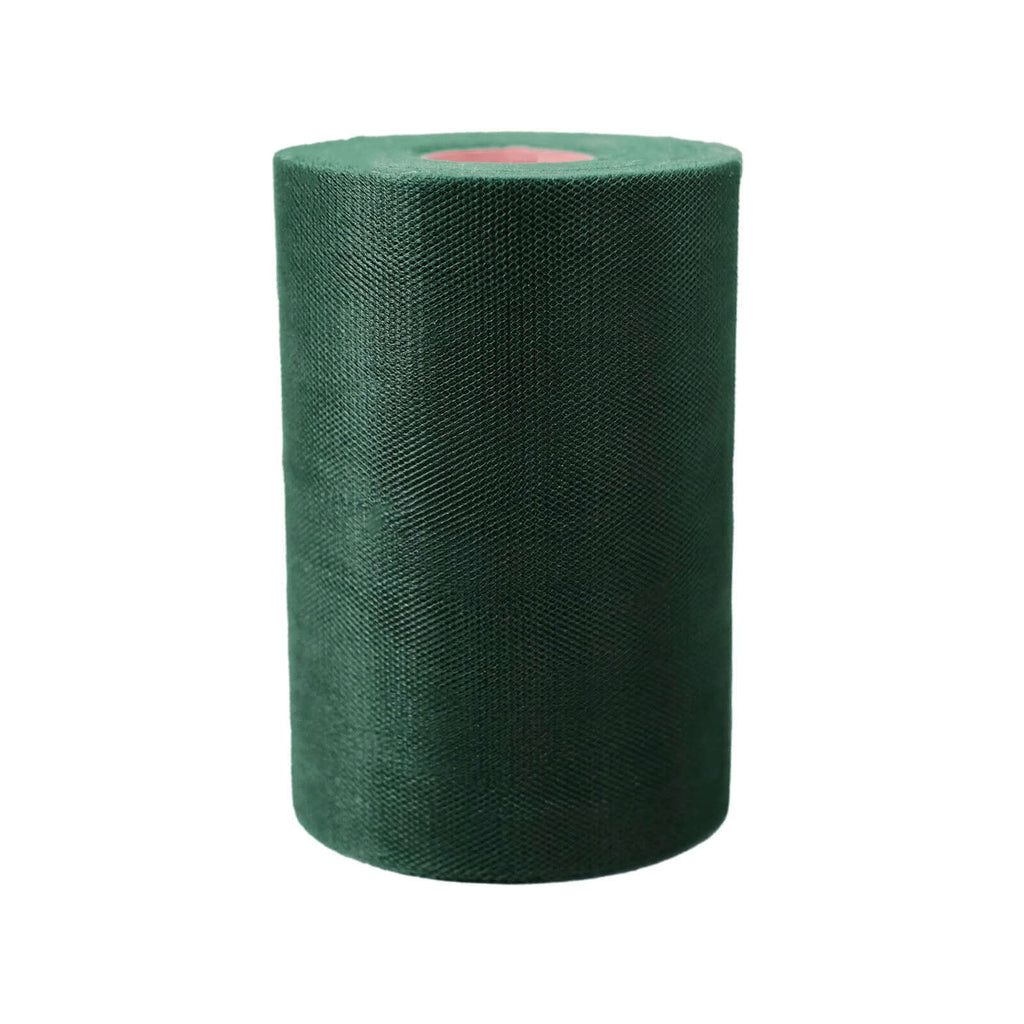 6"x100 Yards Hunter Emerald Green Tulle Fabric Bolt, Sheer Fabric Spool Roll For Crafts