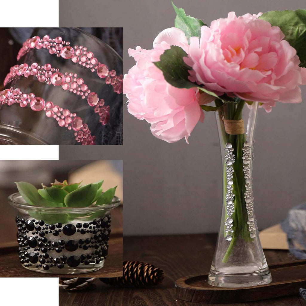 3 Pack Red Heptagon Self Adhesive Rhinestone Gem Craft Stickers