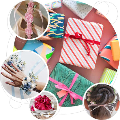 100 Yards 3/8" White Single Face Decorative Satin Ribbon