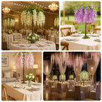 Cream Artificial Wisteria Tree â€“ 4ft Cascading Silk Flowers with Natural Trunk for Weddings, Receptions & Event Centerpieces - Bell Racket Store