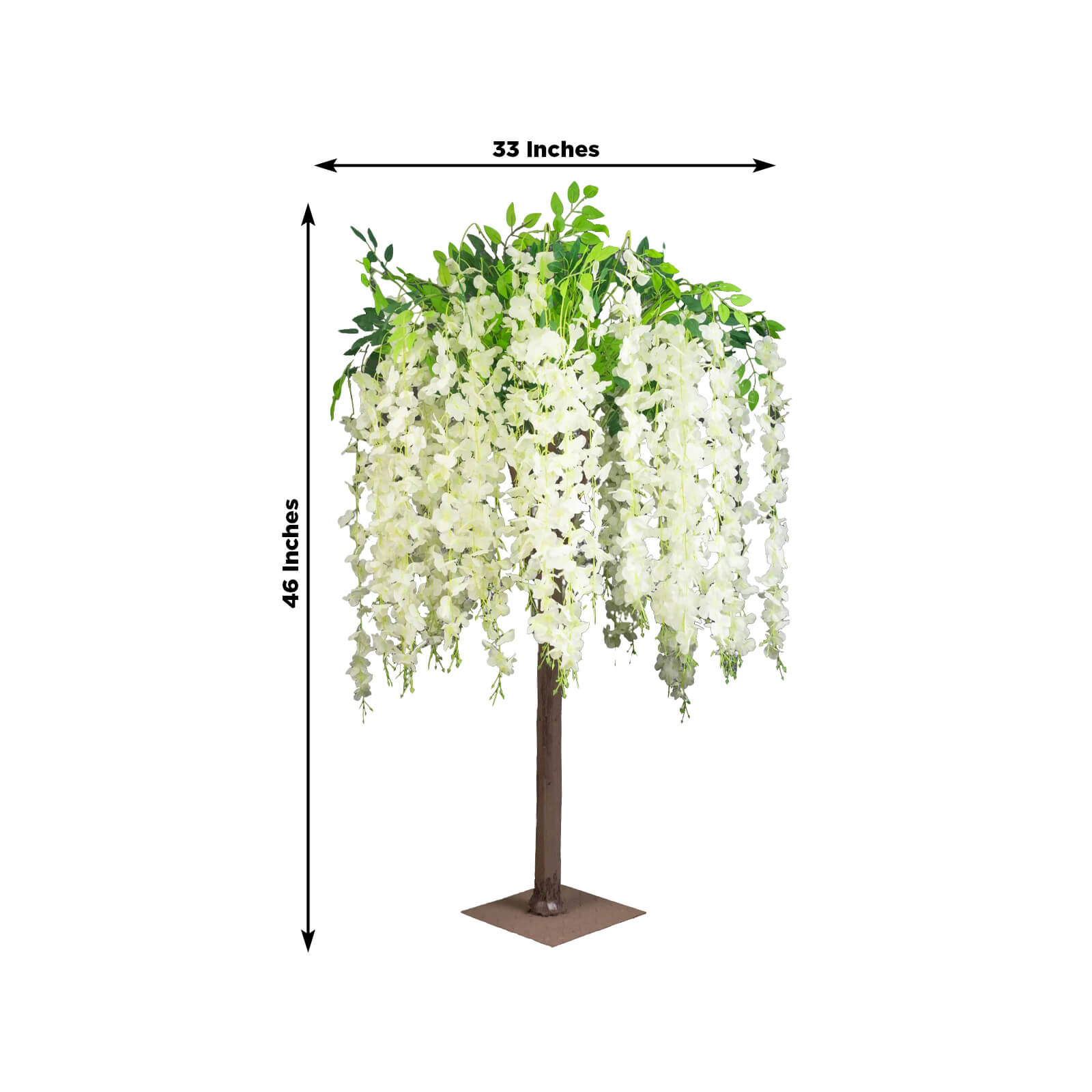 Cream Artificial Wisteria Tree â€“ 4ft Cascading Silk Flowers with Natural Trunk for Weddings, Receptions & Event Centerpieces - Bell Racket Store
