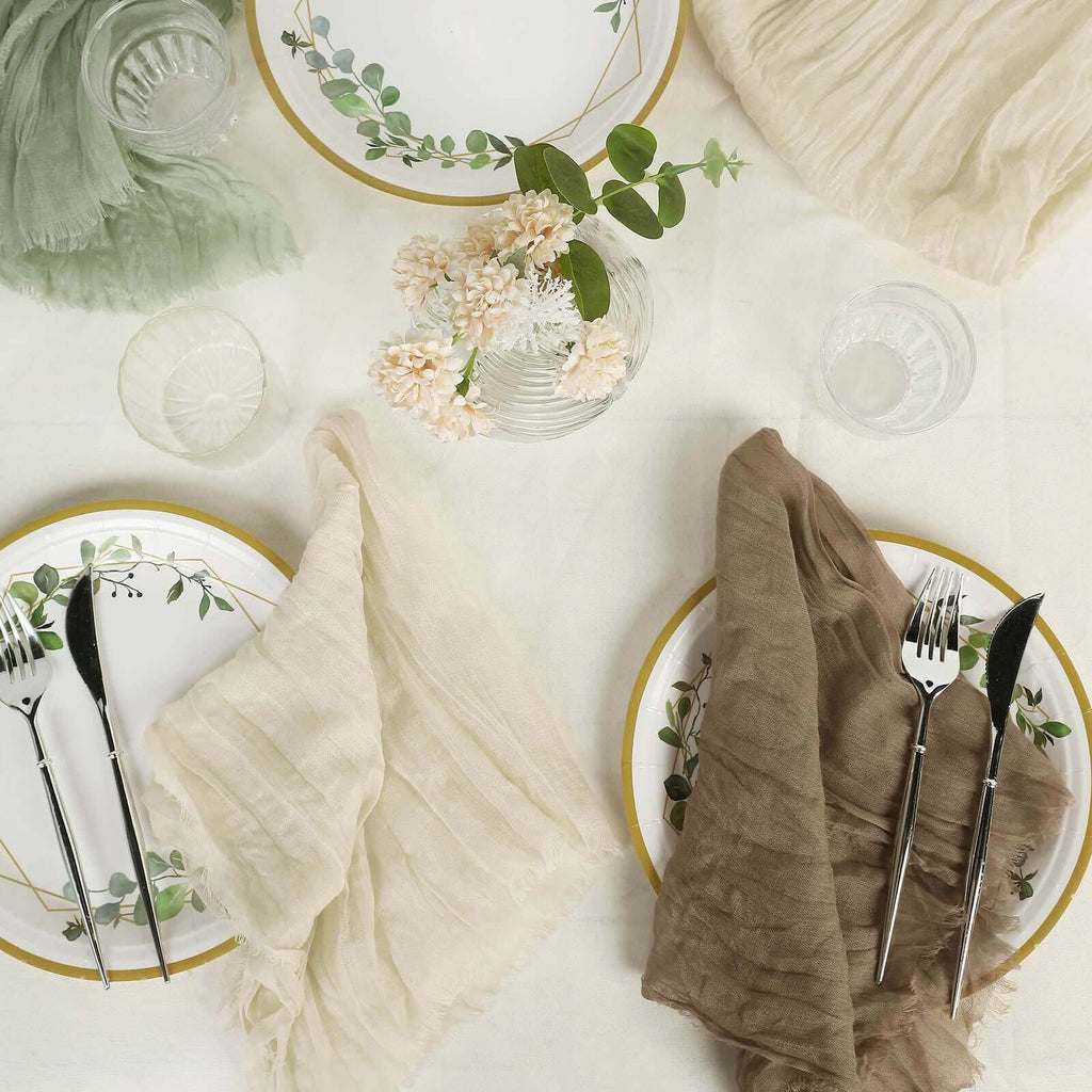 5 Pack Gauze Cheesecloth 24"x19" Napkins Cream Reusable Dinner Napkins