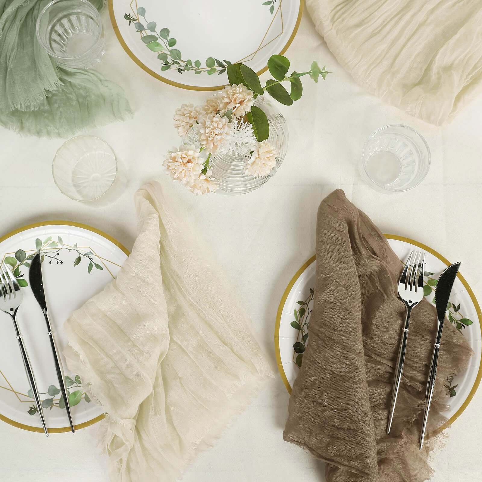 5 Pack Gauze Cheesecloth 24"x19" Napkins Cream Reusable Dinner Napkins