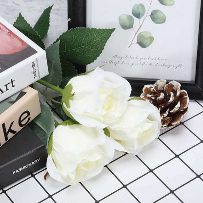 31" 24Pcs Cream Long Stem Artificial Silk Roses Flowers