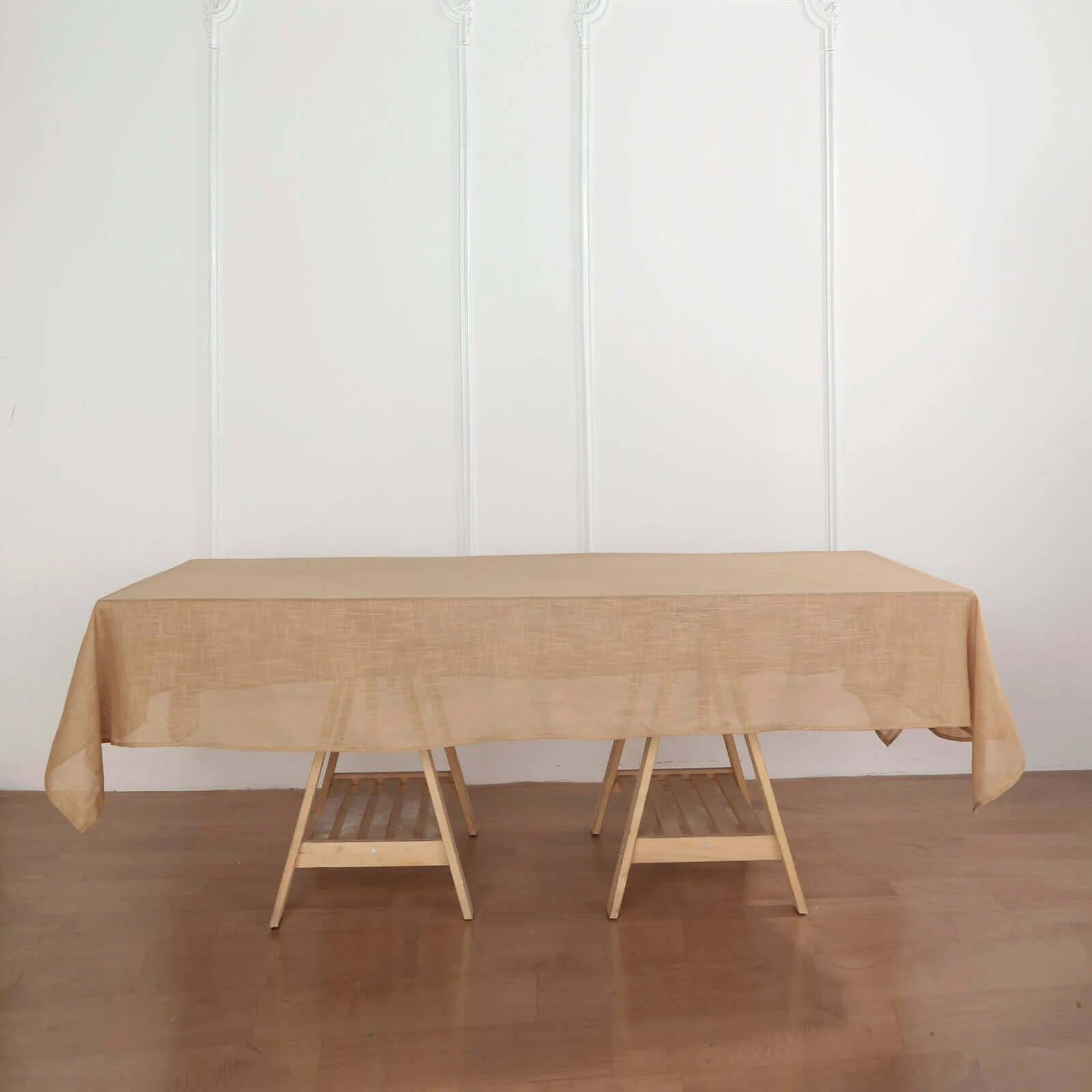 Faux Linen 60"x102" Rectangular Tablecloth Natural - Slubby Textured & Wrinkle Resistant Table Cover