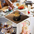 6 Pcs Happy Birthday Cake Topper Silver/Gold - Fun Cake Decoration with 4 Mini Paper Fans & Confetti Balloon for Themed Parties & Special Occasions