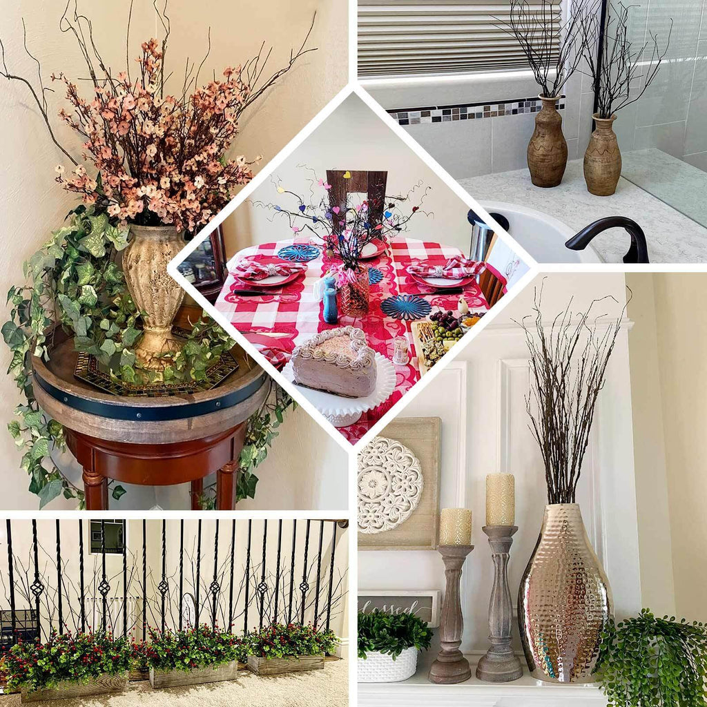 10-Pack Faux Willow Tree Branch Decor - Long Flexible Artificial Twig Stems for DIY Crafts Floral Bouquets & Event Decorations 37"