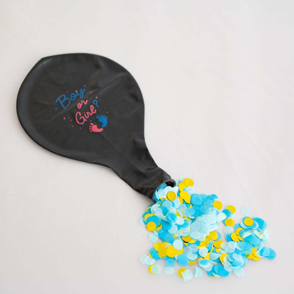 24" Gender Reveal Blue Confetti Filled Boy Or Girl Print Latex Balloon