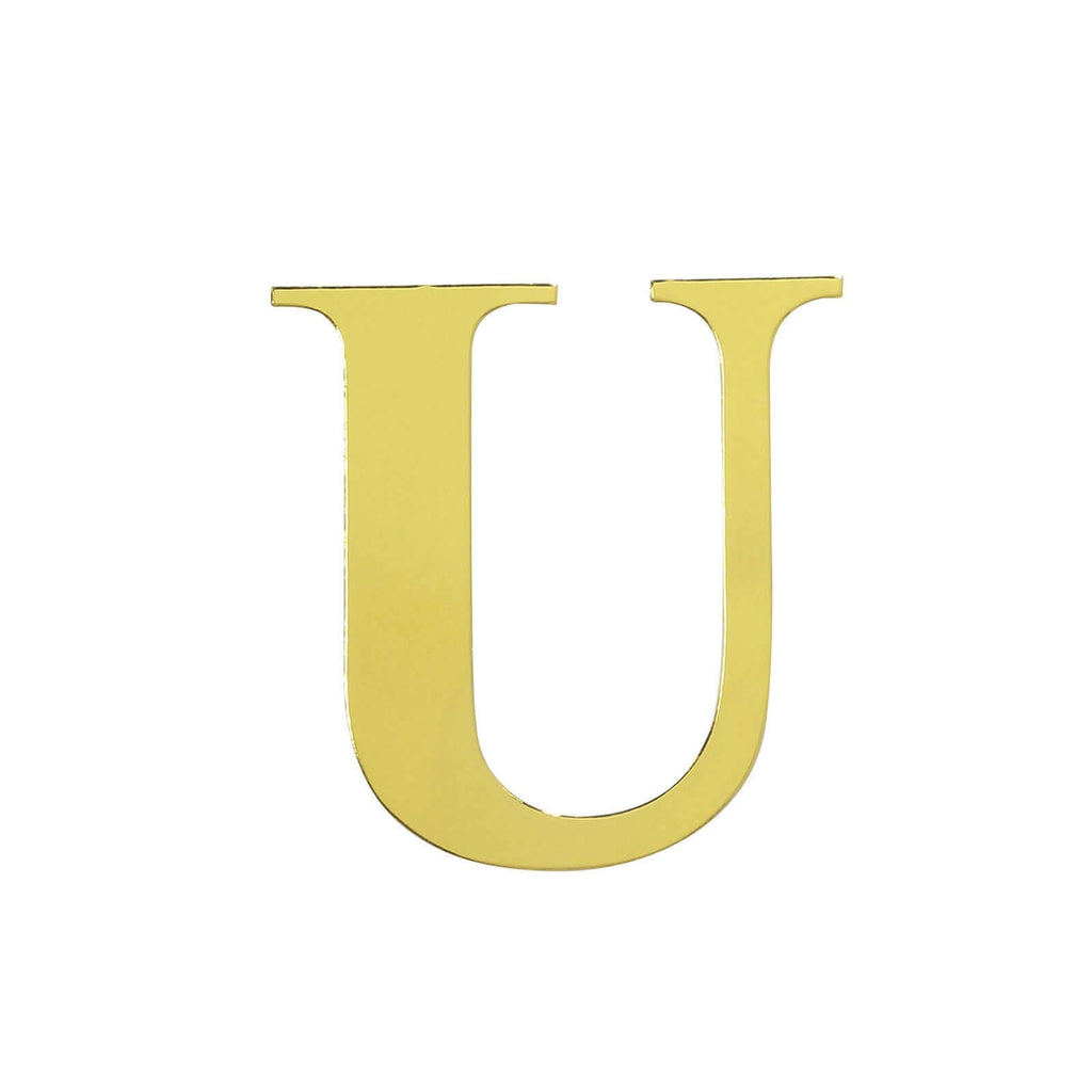 4 Pack 5" Metallic Gold Alphabet Stickers Banner, Customizable Stick on Gold Letters - U
