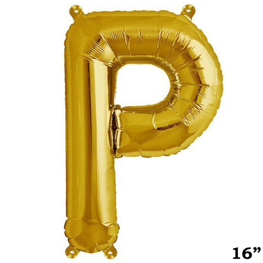 16" Shiny Metallic Gold Mylar Foil Alphabet Letter & Number Balloons