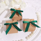 50 Pcs 3" Satin Ribbon Bows With Twist Ties, Gift Basket Party Favor Bags Decor - Hunter Emerald Green Classic Style