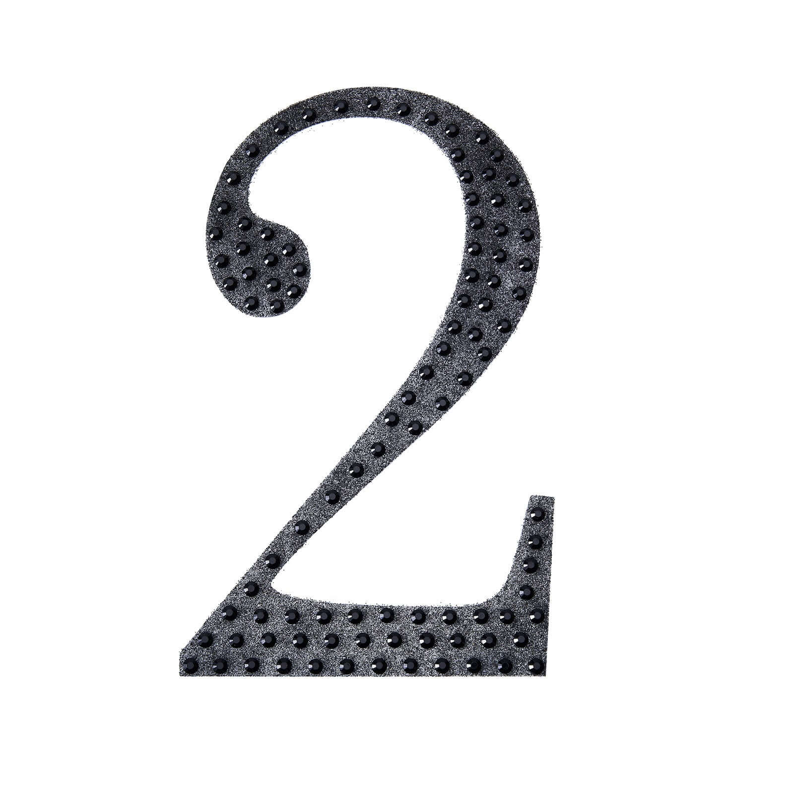 Decorative Rhinestone Number "2" Stickers, Glitter Adhesive Craft Numbers Black DIY Sparkle Embellishments 4"